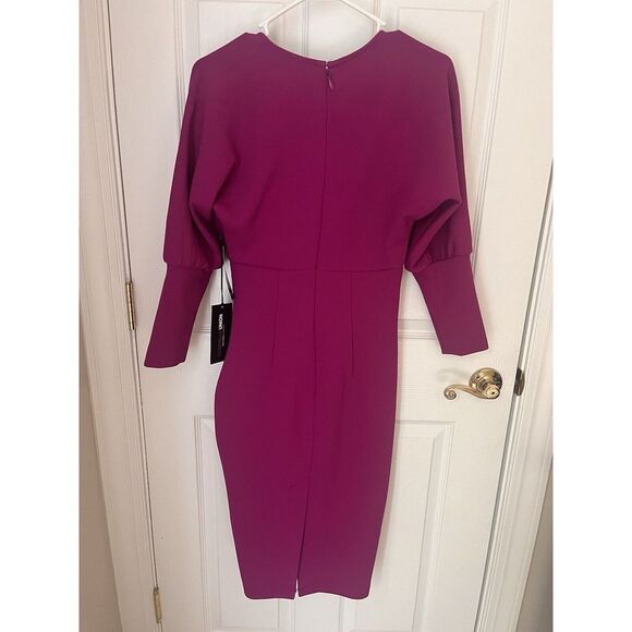 New York & Company V-Neck Ruched Knee Length Dress Small - Picture 4 of 11